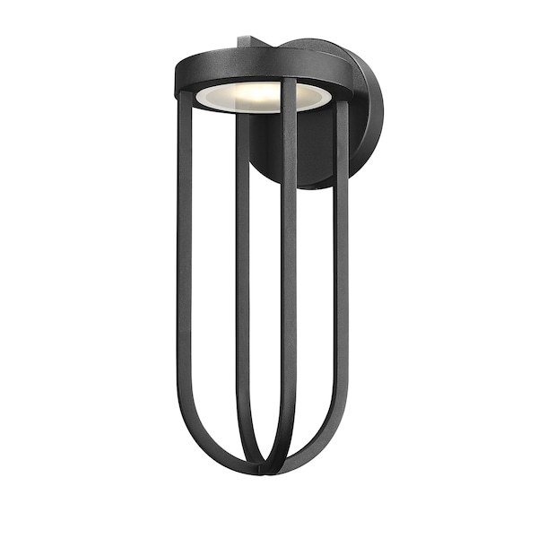 Z-Lite Leland Outdoor Wall, 1-Light, 7 In.W x 8.5 In.L x 18 In.H, Sand Black/Sand Blast 5005M-BK-LED - main